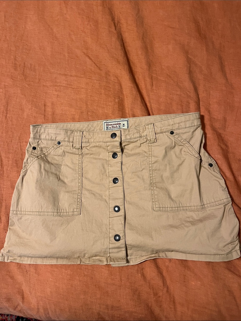 Abercrombie & Fitch Beige Button-Front Mini Skirt